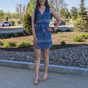 IZ Byer Blue Paisley Dress